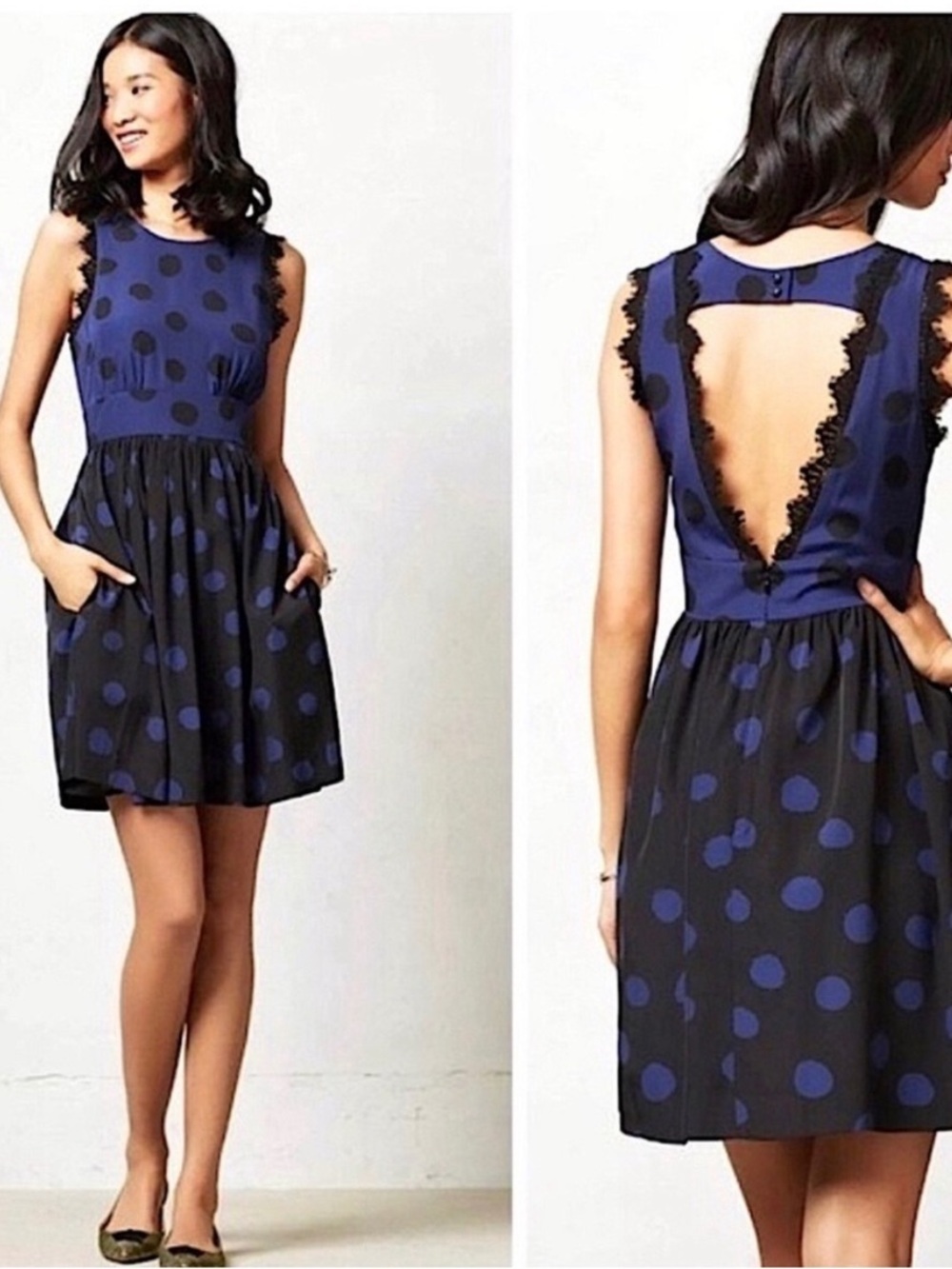 Anthropologie Corey Lynn Calter Split Dots Open-Back Dress